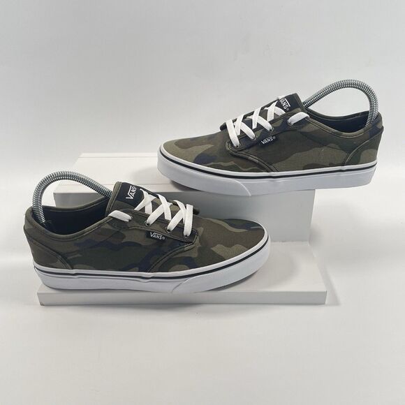 Vans Camouflage Shoes Lace Up Green Low Top Skate Sneakers Boys Youth Size 6 - Picture 3 of 10